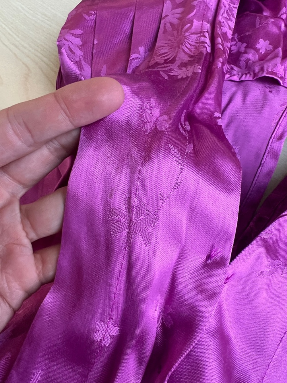 SABINA MUSAYEV fuchsia satin jacquard floral print neck bow sleeveless dress S - Picture 10 of 16